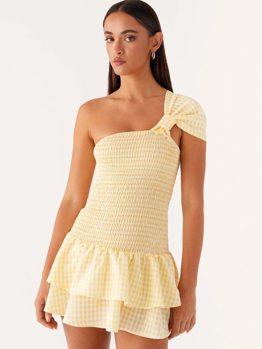 Peppermayo Yellow Gingham Mini Dress